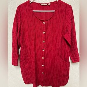 Soft Surroundings Red Button-Down Shirt